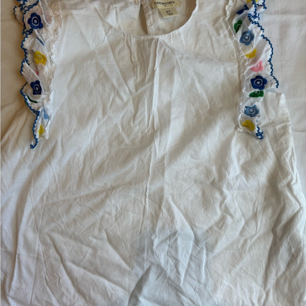 Size 6-7 J Crew Crewcuts Ivory Top with Ruffle and floral Detail
